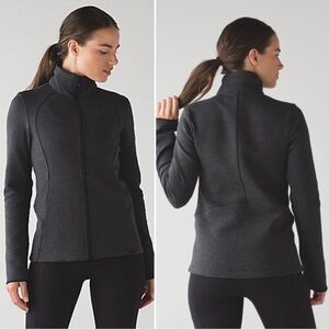 Lululemon Insculpt Zip Up Jacket Heathered Black Gray, Size 12